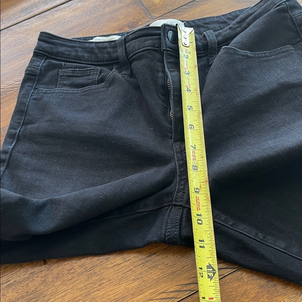 2 Universal Thread black high rise slim straight denim jeans size 4/27S & 4/27R - Picture 8 of 16